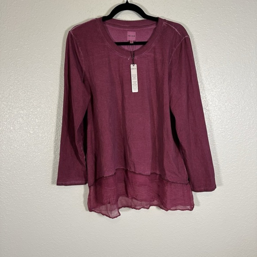 NWT Nic & Zoe Blouse Tunic  Fuchsia Pink Art Lagenlook‎ Oversized Top SZ XL Work